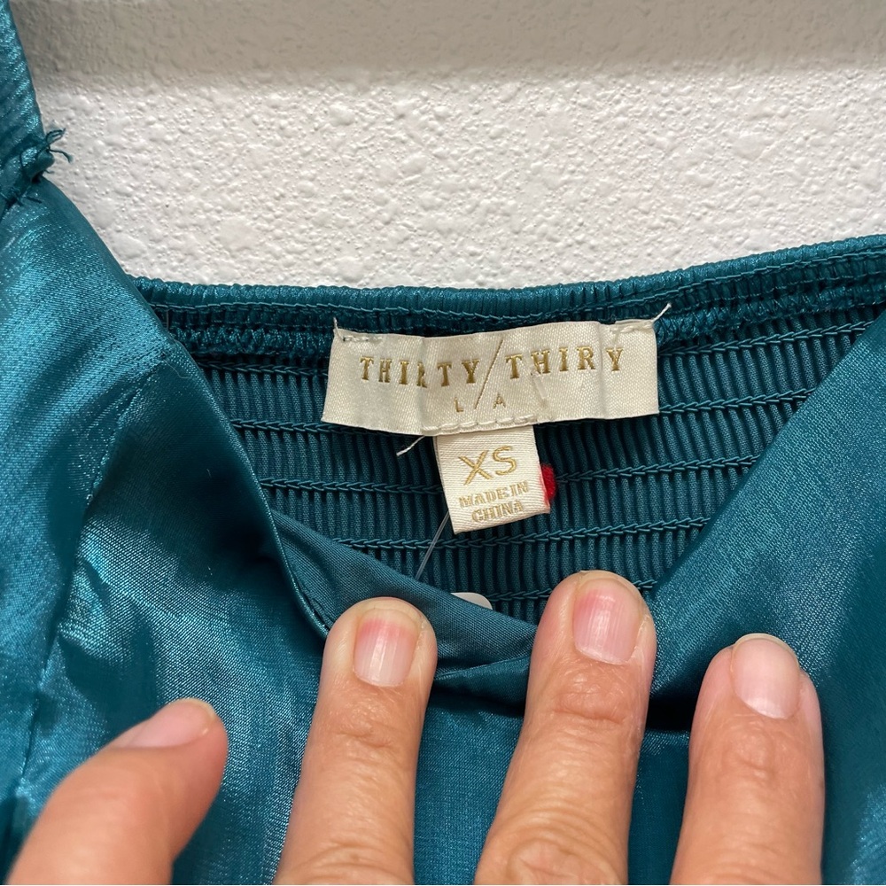 Thirty Thirty L A  Teal Dress with Puff Sleeves XS‎ - Picture 2 of 11